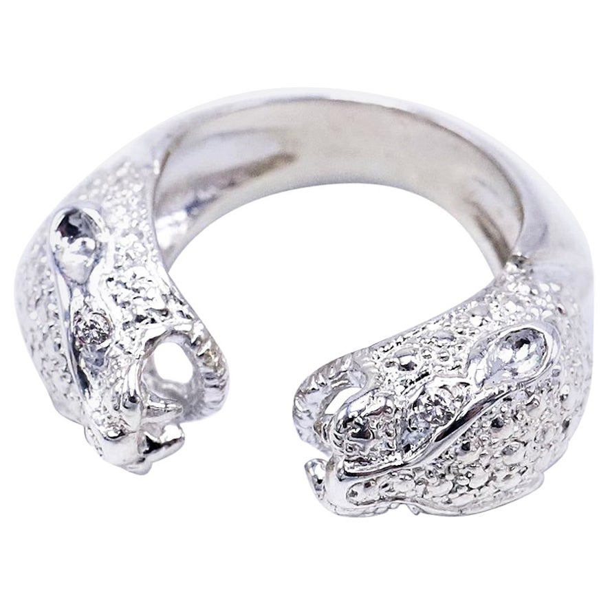 Jaguar Ring Weißer Diamant Gold Tierschmuck Cocktail-Ring J Dauphin