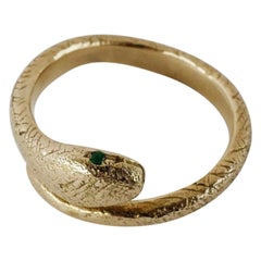Emerald Snake Ring Gold Victorian Style Cocktail Ring Adjustable J Dauphin