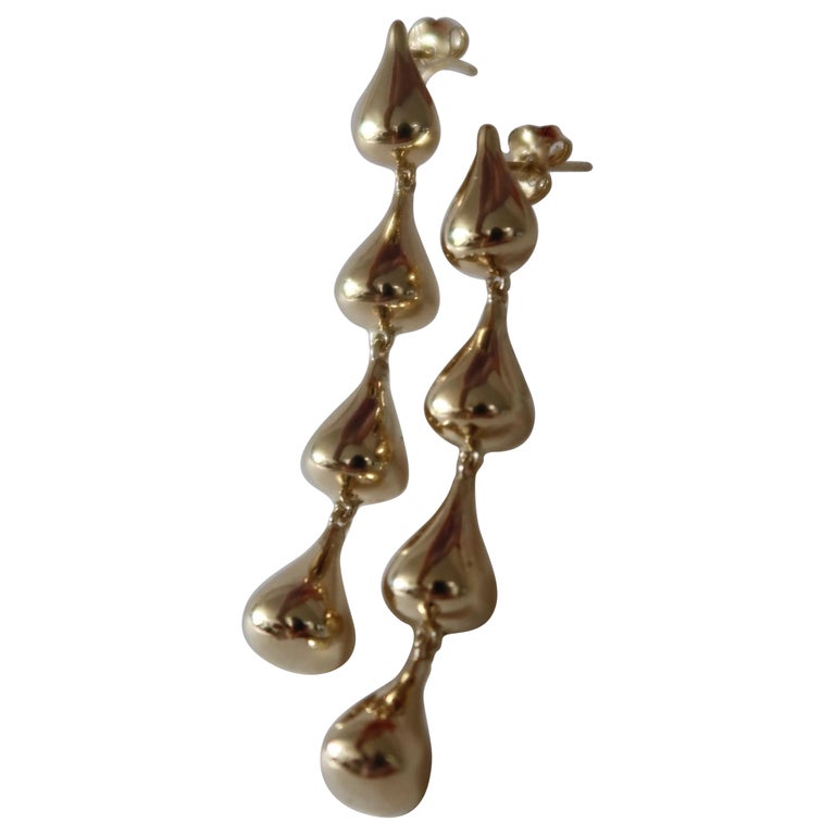14k Yellow Gold Drip Earrings For Sale
