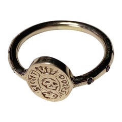 Schwarzer Diamant Crest Siegel- Totenkopfring Gold