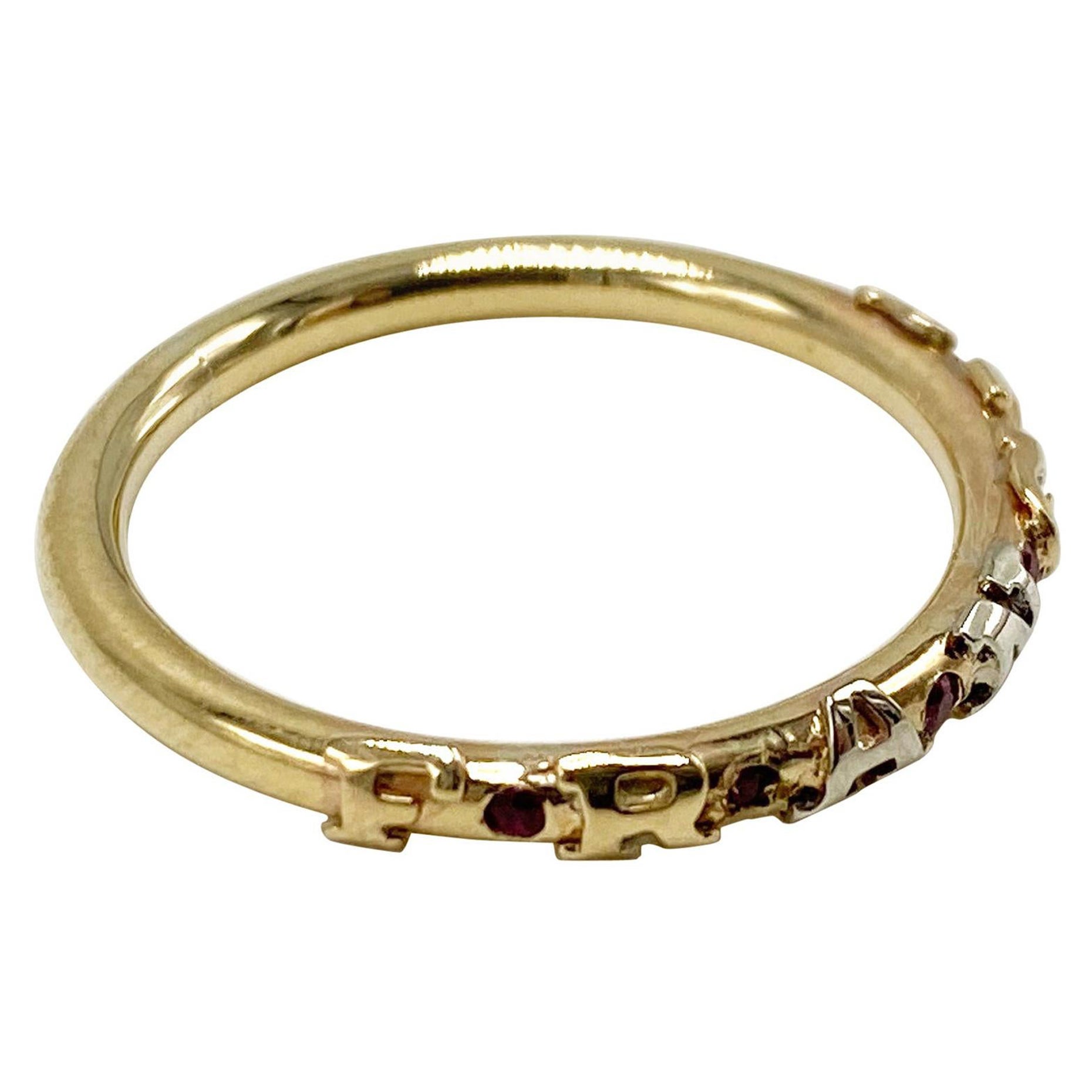 Birth Stone Name Ring Gold