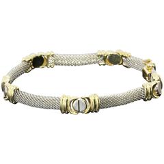 Two Color Gold Mesh Screw Accent Love Bracelet