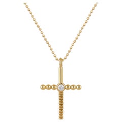 Interchangeable Cross Pendant in 18 Karat Yellow Gold with a Diamond