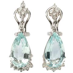 Lovely Aquamarine Diamonds Gold Clip-on Earrings