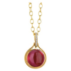 Syna Yellow Gold Rhodolite Garnet Pendant with Diamonds