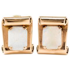 White Opal Gold Clip-On Earrings 2