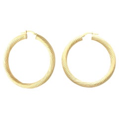 Vintage Italian 14ct Yellow Gold Hoop Earrings