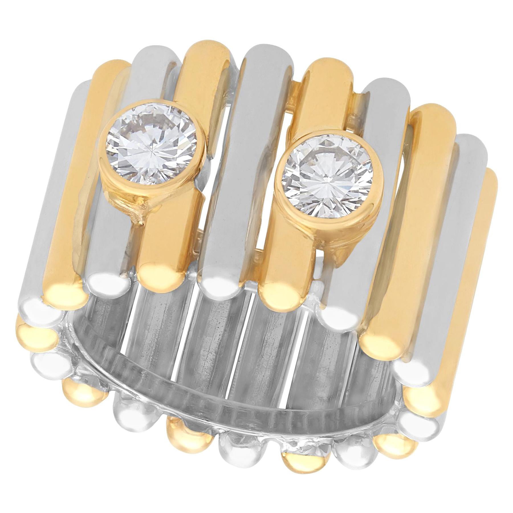 French Diamond and Yellow and White Gold Cocktail Ring For Sale