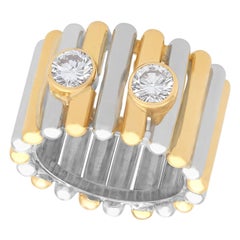 Anello cocktail francese con diamanti e oro giallo e bianco