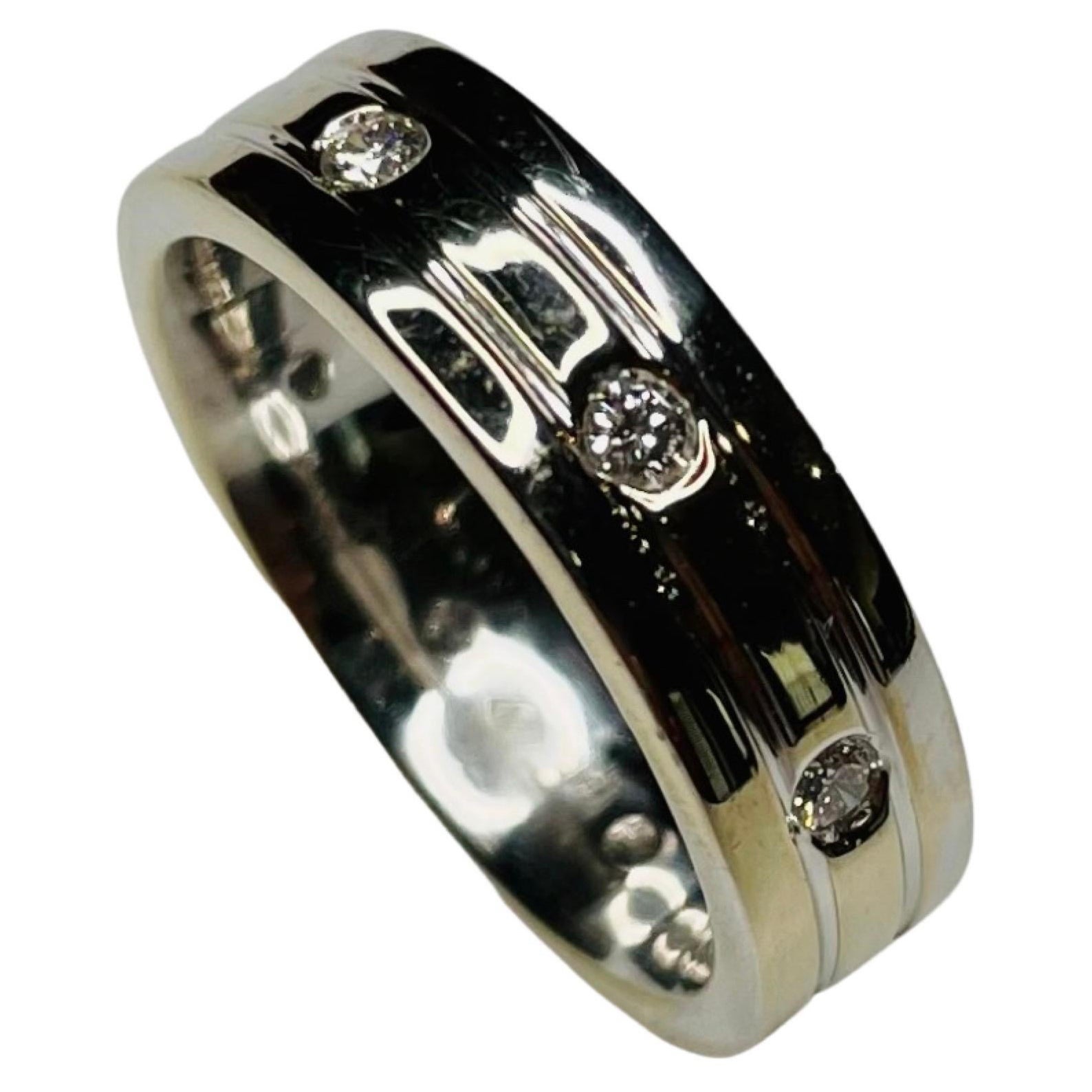 Simon G 18K White Gold and Diamond Band For Sale