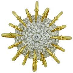 Tiffany & Co. Schlumberger Diamond 18K Yellow Gold Platinum "Apollo" Brooch 2