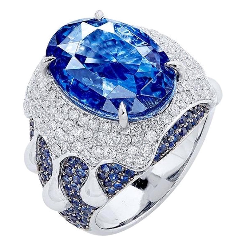 Emilio Jewelry AGL Certified Unheated Sapphire Ring For Sale