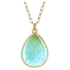 Lola Brooks 2.62ct Bicolor Tourmaline Satin Yellow Gold Pendant Drop Necklace