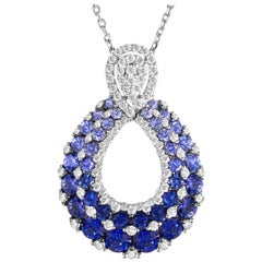 2.20 Carat Vivid Blue Sapphire and Diamond Peacock Pendant