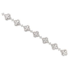 18 Karat White Gold Diamond Floral Tennis Bracelet 6.55 Carats 15 Grams