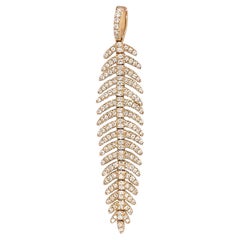 14 Karat Yellow Gold Diamond Feather Flexible Pendant 0.58 Carats