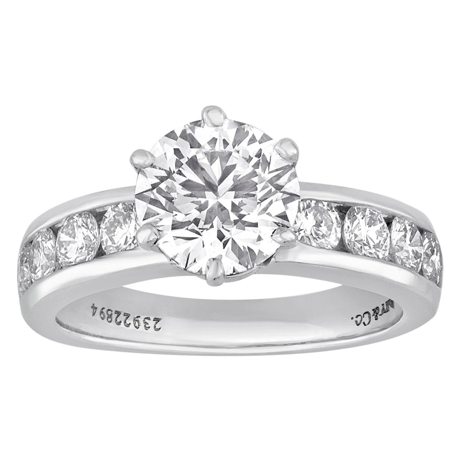 Tiffany & Co. 1.71 Carat F IF Diamond Platinum Ring