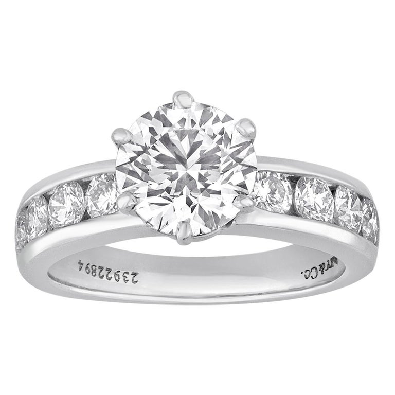 Tiffany & Co. 1.71 Carat F IF Diamond Platinum Ring For Sale
