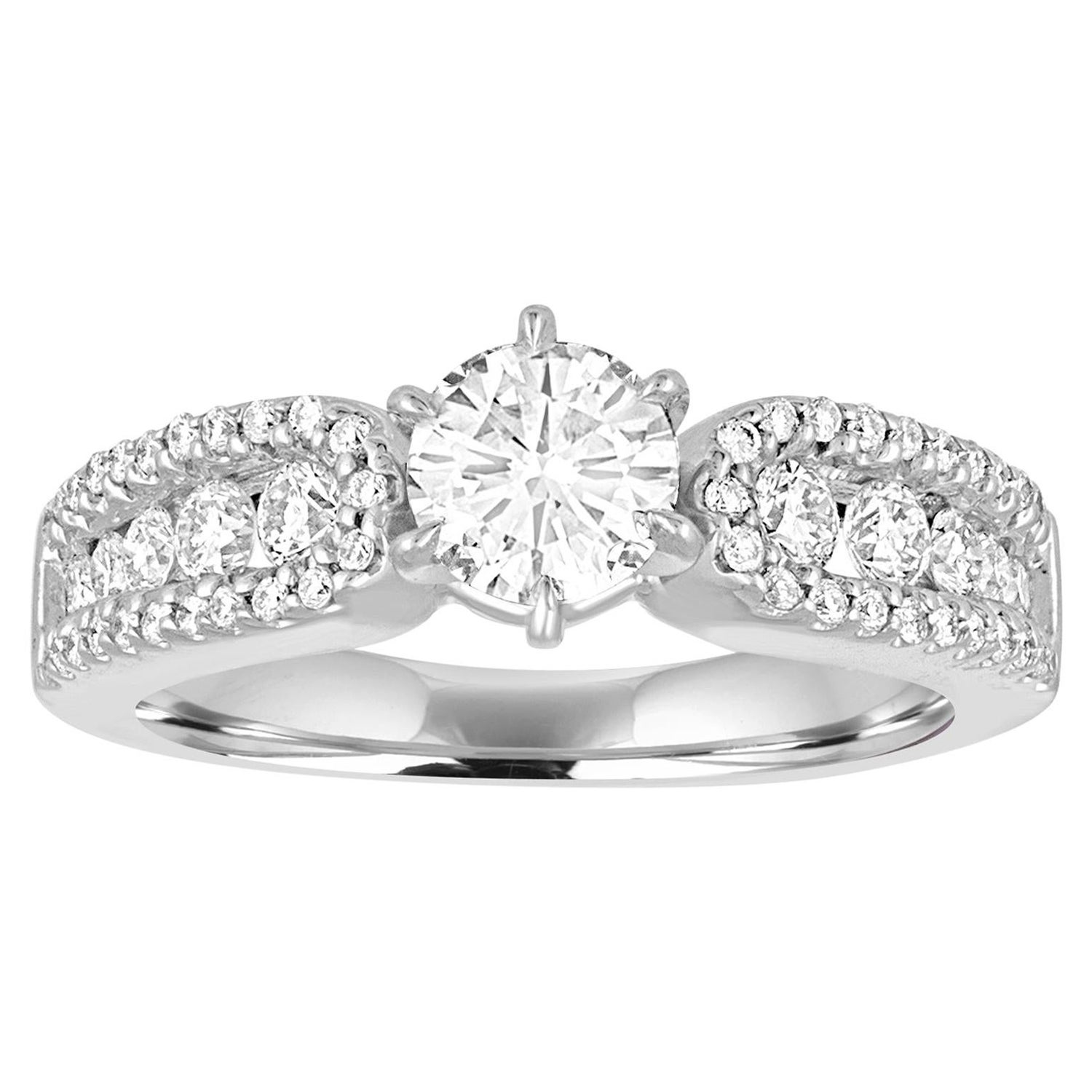GIA Certified 0.51 Carat E VS2 Round Diamond Gold Engagement Ring For Sale