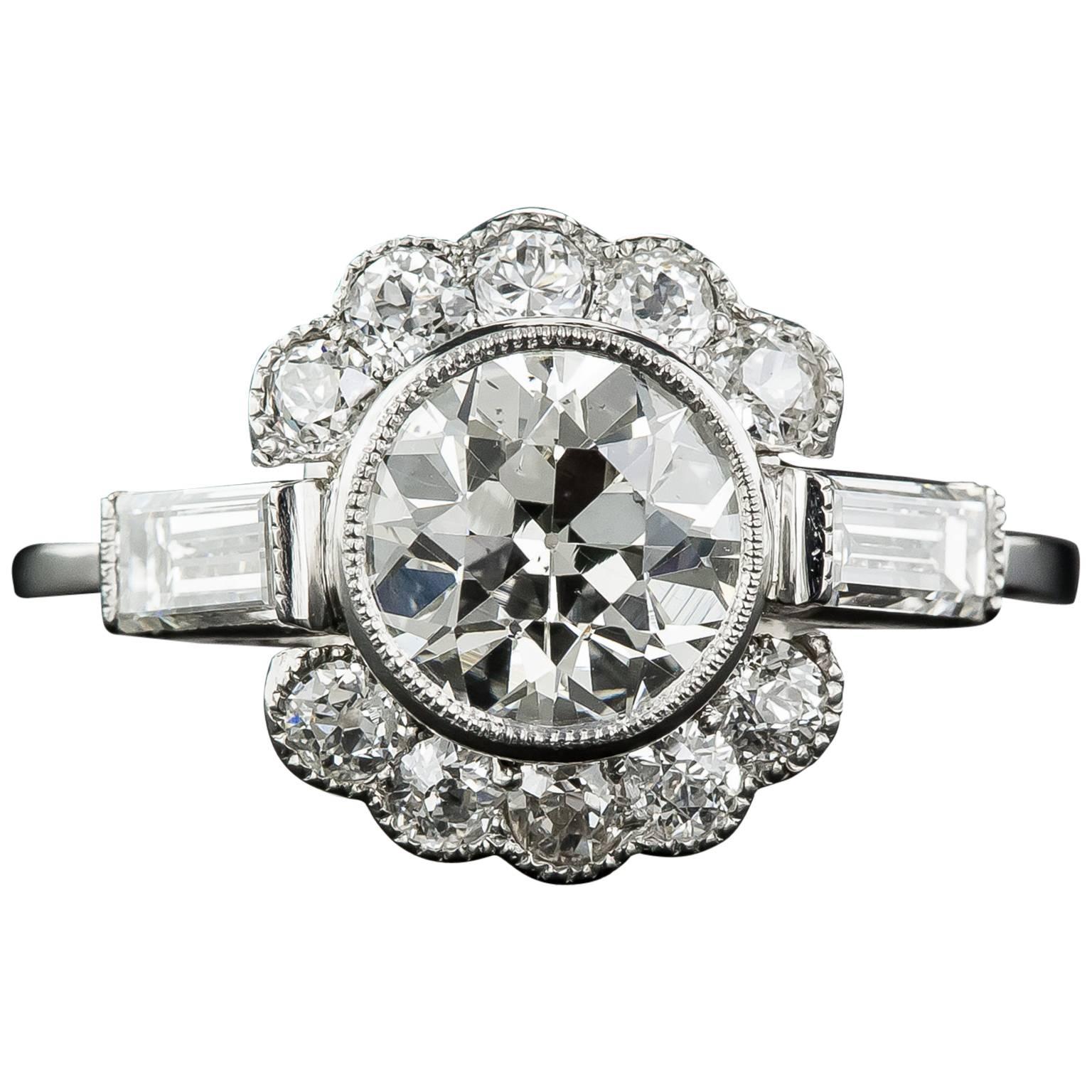 1.58 Carat Diamond Platinum Engagement Ring - GIA