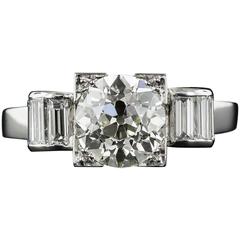 Art Deco 2.50 Carat Diamond Platinum Engagement Ring