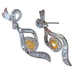 Gelber Diamant-Ohrring aus 18 Karat Weißgold