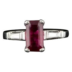 2 Carat Radiant Cut Ruby Diamond Engagement Ring Art Deco Ruby Wedding Ring