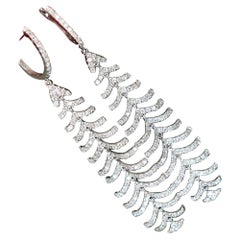 18K White Gold and Diamond Feather Earings