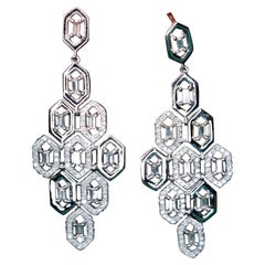 Paire de boucles d'oreilles pour femme en or blanc 18 carats incrustées de diamants Diamants 0,60 carat