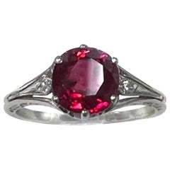 Antique Art Deco Burma Ruby Diamond Platinum Ring