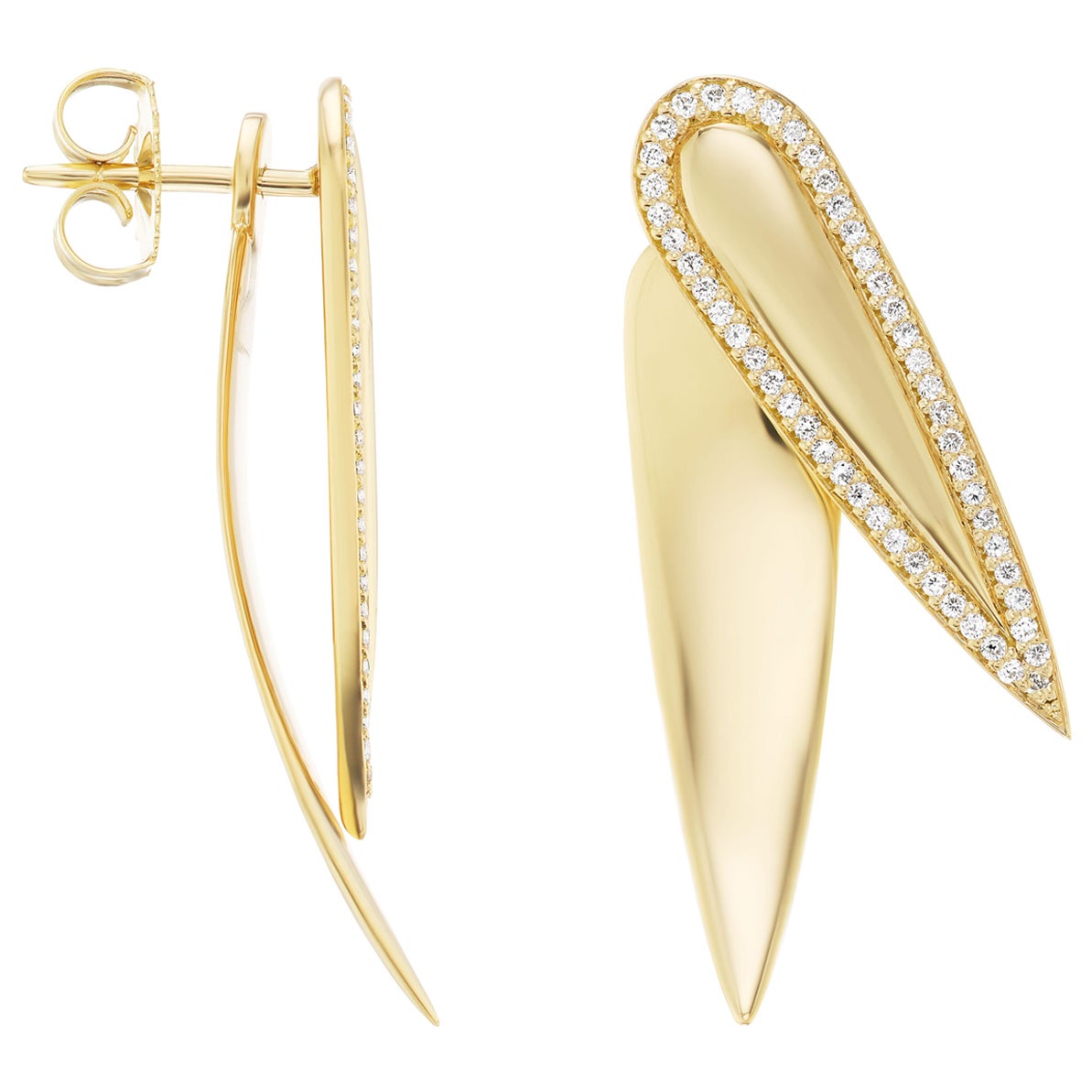 18k Gold Engravable Diamond Nifo Stud and Jacket Earrings For Sale