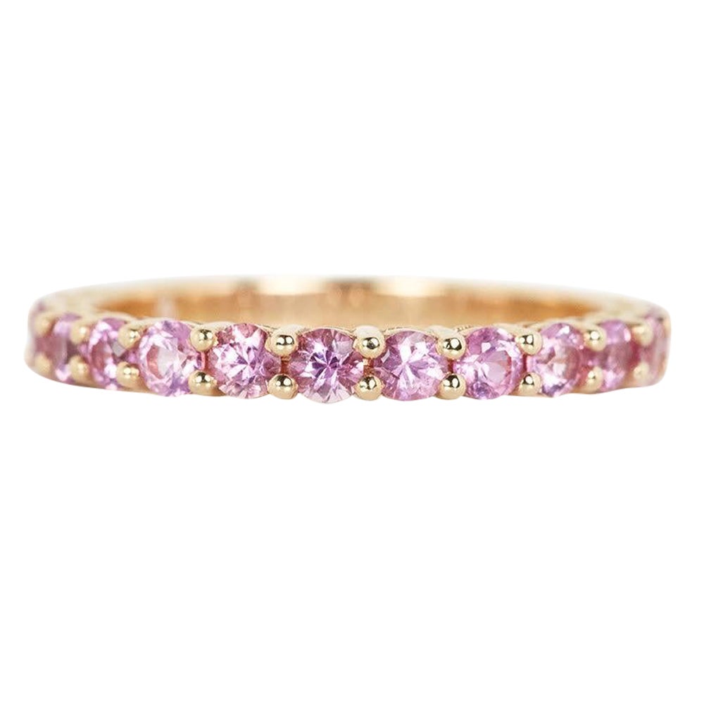 Pink Sapphire Stacking Band Half Circle