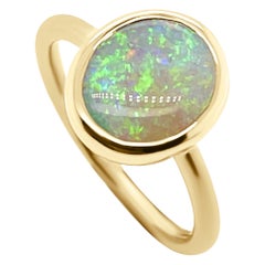 Natural Untreated Australian 2.49ct Boulder Opal Ring in 18K Yellow Gold
