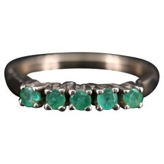 18K Gold Natural Emerald Antique Art Deco Style Engagement Ring, Promise Ring