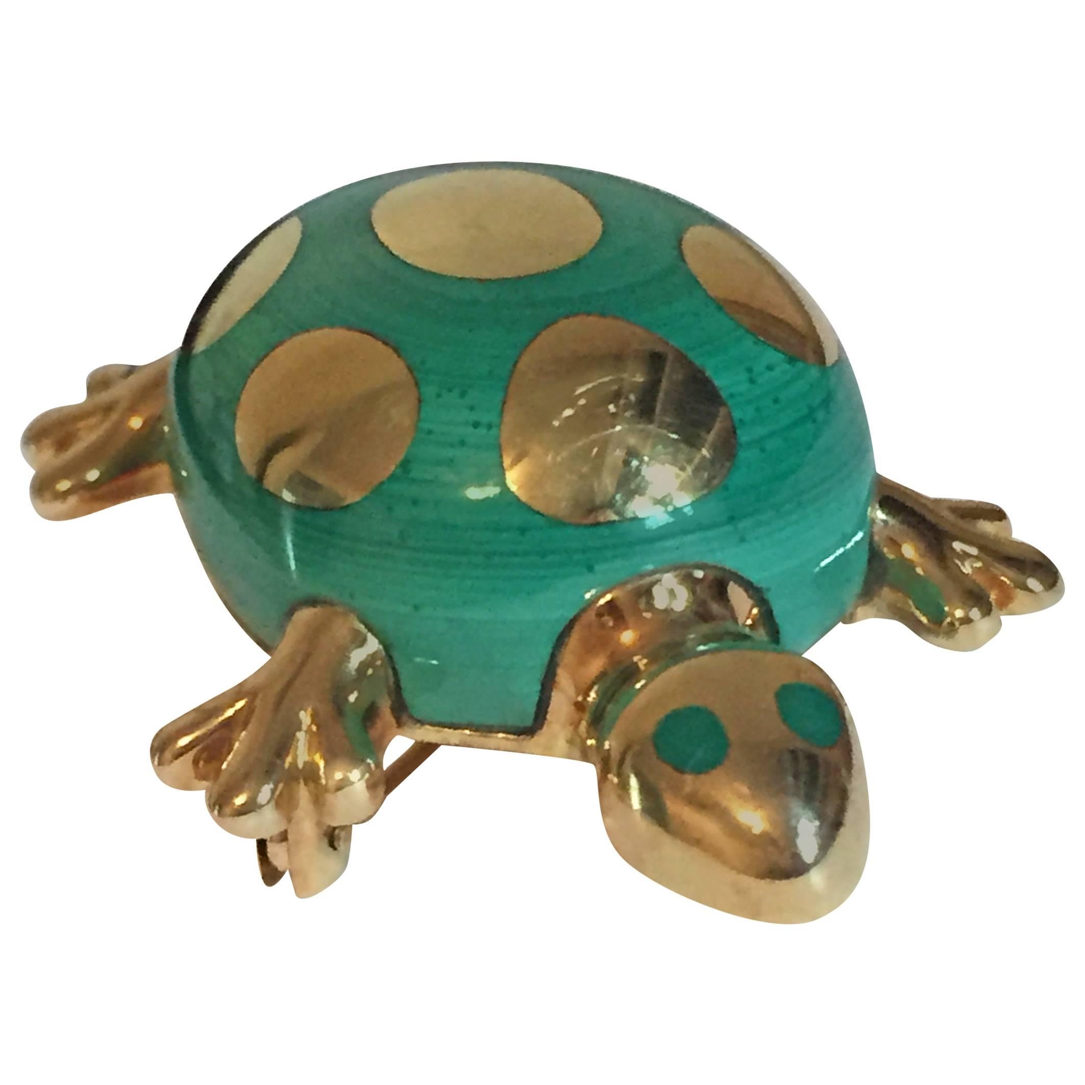 Tiffany & Co. Enamel Gold Turtle Pin Brooch For Sale