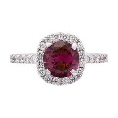 2 Carat Halo Victorian Ruby Diamond Engagement Ring Art Deco Diamond Bridal Ring