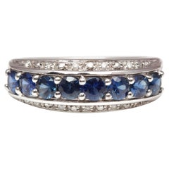 2 Carat Natural Sapphire Diamond Engagement Ring Set in 18K Gold, Cocktail Ring