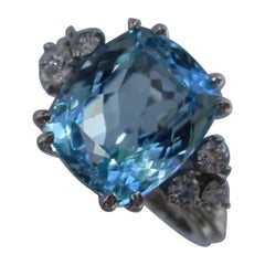 3 Carat Cushion Cut Natural Blue Aquamarine Diamond Engagement Ring Wedding Ring