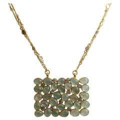 Aquamarine and Diamond Gold Plated Sterling Silver Necklace