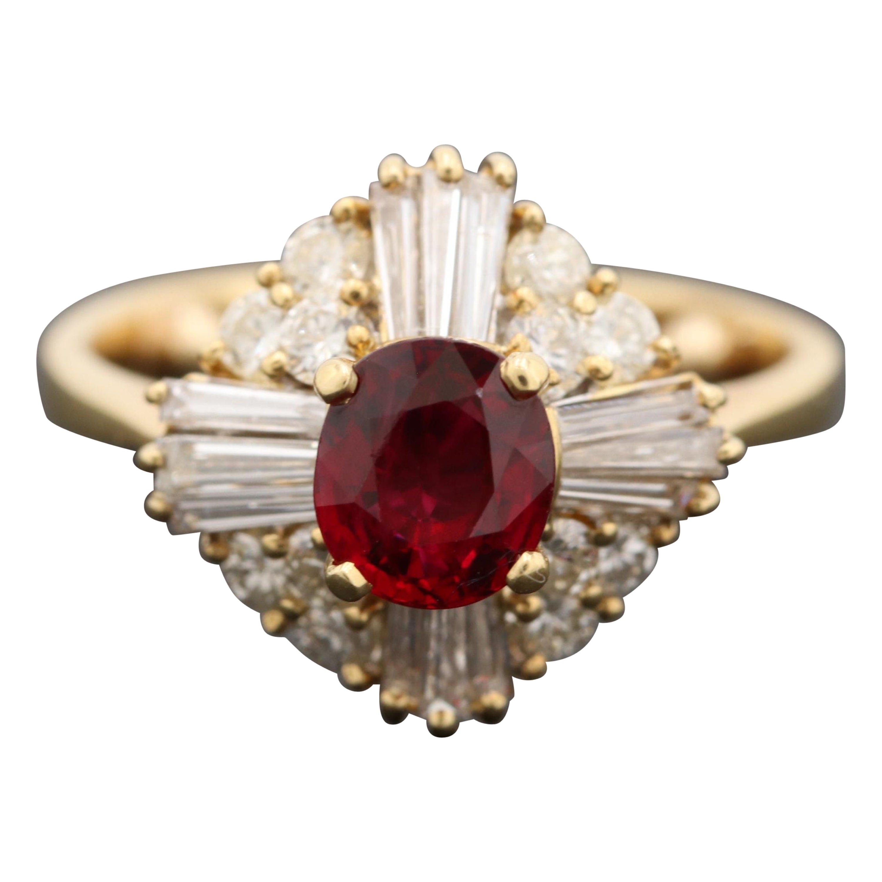 For Sale:  Floral Oval Cut Ruby Diamond Engagement Ring Victorian Ruby Diamond Wedding Ring