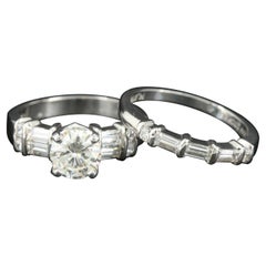 2 Carat Diamond Wedding Ring Set for Women, Art Deco Stackable Diamond Ring Set