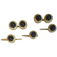 Van Cleef & Arpels Sapphire Diamond Platinum Cufflinks Stud Set