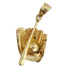 14K Yellow Gold Ball, Bat, and Baseball Glove Charm