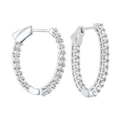 3 Carat Total Weight Diamond Inside-Outside Round Hoops in 14 Karat White Gold