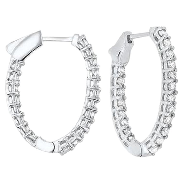 10 Carat Total Weight Diamond Inside-Outside Round Hoops in 14 Karat White Gold