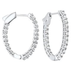 10 Carat Total Weight Diamond Inside-Outside Round Hoops in 14 Karat White Gold