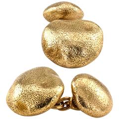 Tiffany & Co. Gold Pebble Cufflinks 