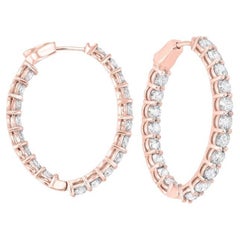 7 Carat Total Weight Diamond Inside-Outside Round Hoops in 14 Karat Rose Gold