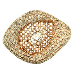 1.49 Carat Pave Set Diamond 18K Rose Gold Mesh Ring