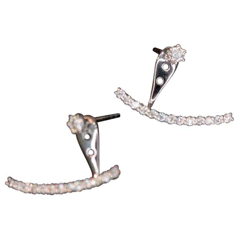 Stud Earrings 18k Gold Inlaid Diamonds 0.46 Ct